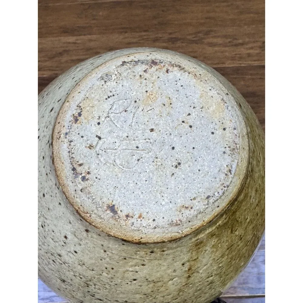 Signed Studio Pottery Drip Glaze Urn/Vase, Neutral Colors, Large